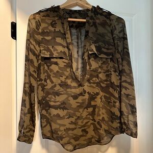 Zara Basic Camouflage Sheer Top